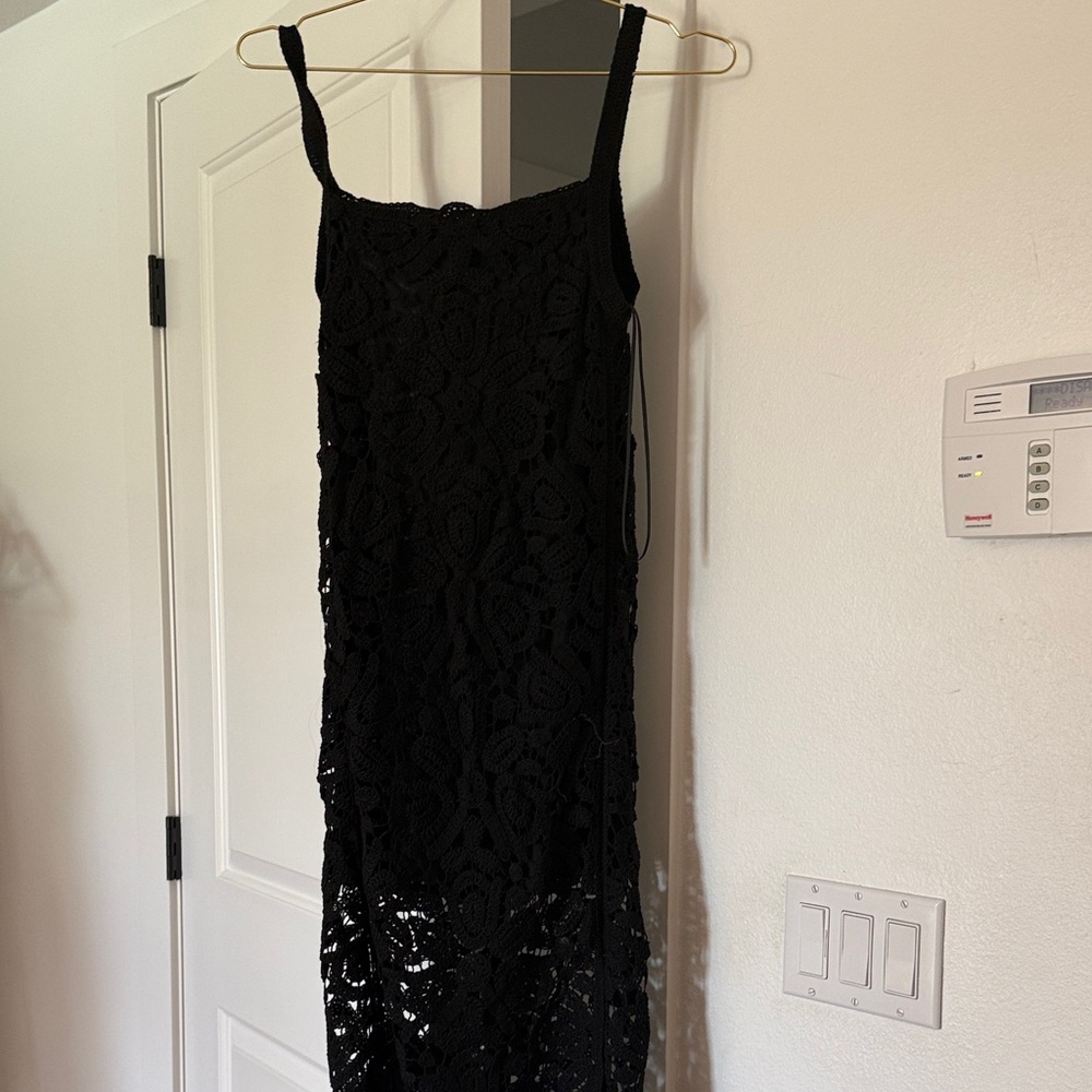 Summer black crochet midi  Dress